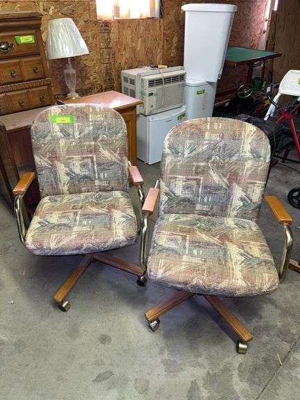 2 rolling swivel dining chairs, probably old Chrome Craft image