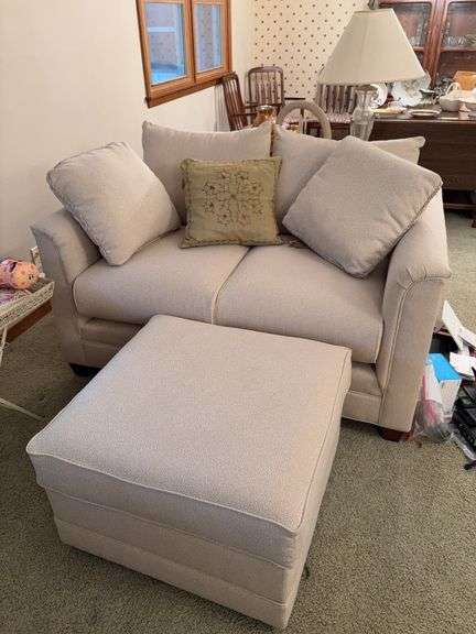 Amish House Furniture 55” loveseat w pillows and matching ottoman image