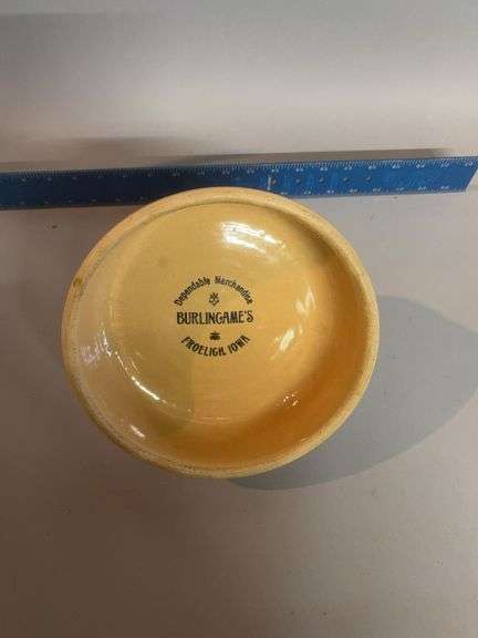 Burlingames Froelich Iowa 8.5” dish, chip in bottom image