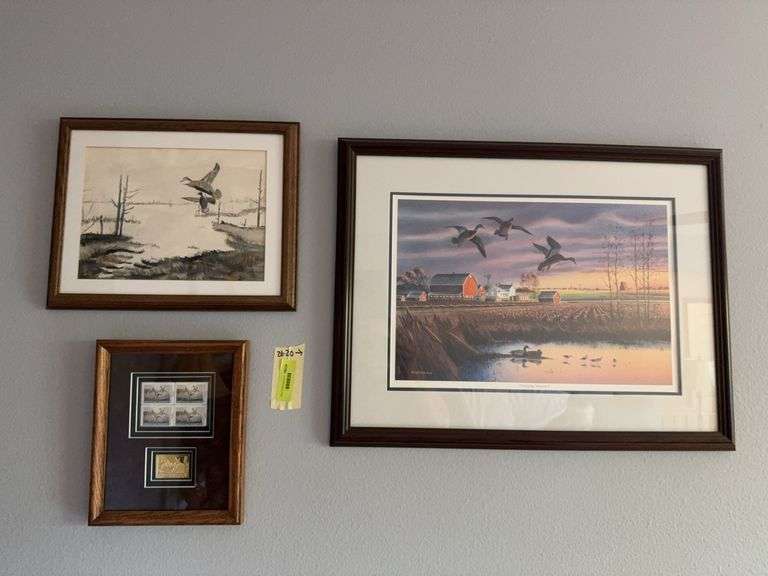 S/N"Changing Seasons I" by Jerry Raedeke,   framed duck stamps and duck watercolor image