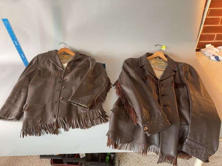 Midwestern Sports Togs genuine deerskin fringe jacket  size 48 and DeerWear genuine deerskin fringe jacket size 36 image