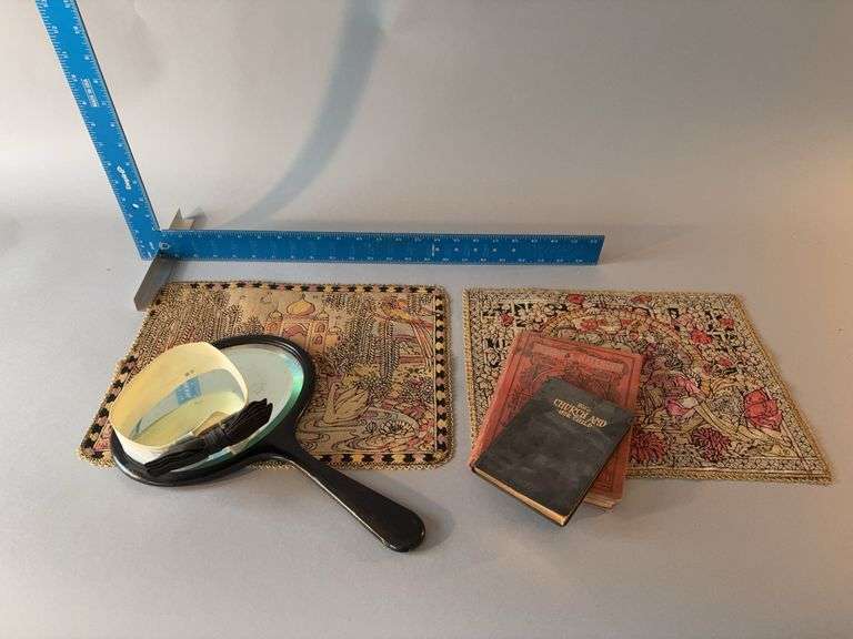 Bow tie, 1905 Germana Kelander, The Church and Her Child book, mirror, two small tapestries image