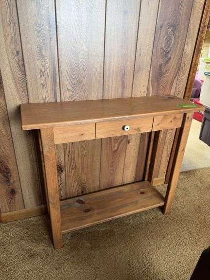 Small pine hall table 11D x 34L x 28H image