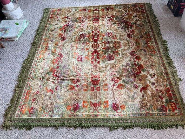 Fringed tapestry bedspread? 92” x 82” image