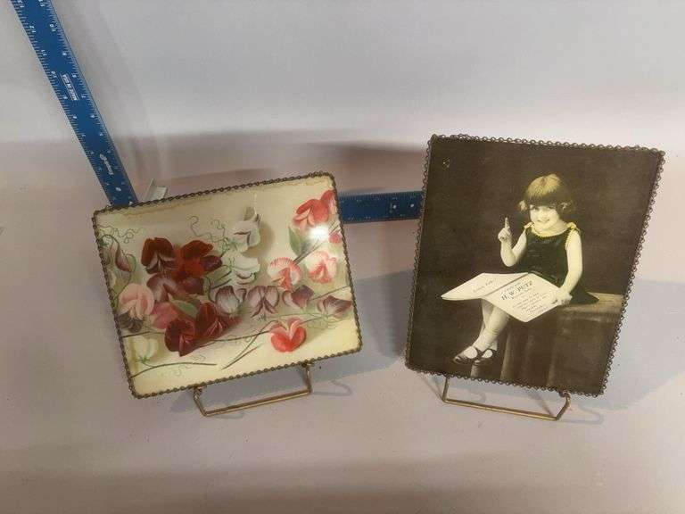 Two chain frames- floral design and HW Putz Waucoma, Iowa 8x10 image