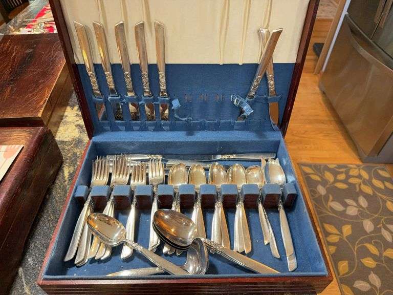 South Seas flatware 5pc service for 12, short 1 salad fork and add’l serving pieces image