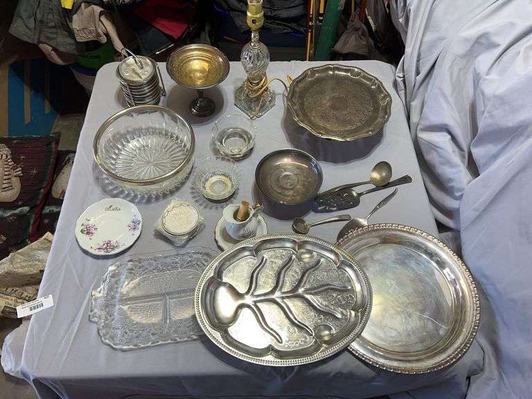 Glass and silver plate items