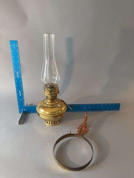 Aladdin brass bracket lamp Marked No.6 on wick roller and cover image