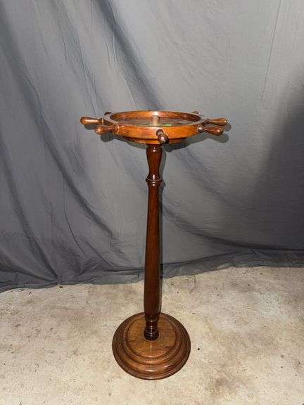 Small ships wheel ash tray stand 11R x 25H Handcrafted by Dayton Marfilius Monona, IA image