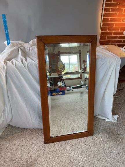 23x44 wood framed beveled edge wall mirror image