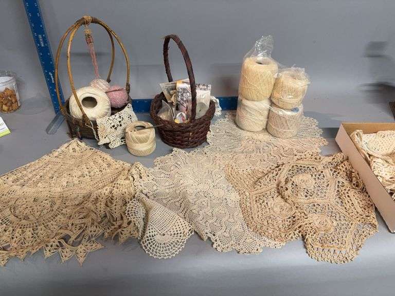 Crochet thread, dollies and baskets image