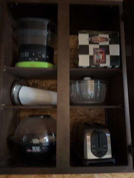 Stir Crazy popcorn popper, double slice toaster, salad spinner, paper towel holder, snow cone maker and T-Fal food steamer image