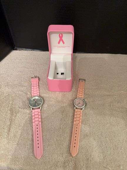 Two breast cancer watches with silicone bands image