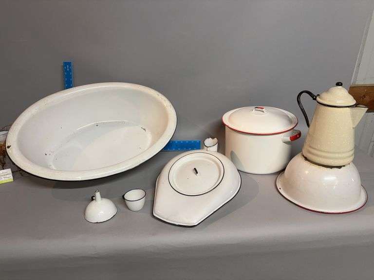 Various pieces of enamel ware image