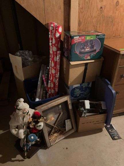 Christmas group includes (2) dinner sets, nativity sets, paper, etc image