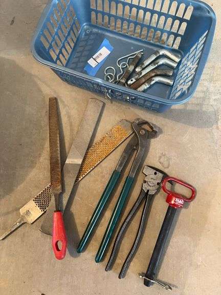 Hitch pins, rasps, trimmers, fencing pliers