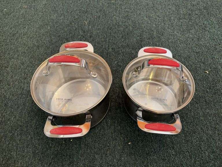 Two David Burke stainless steel pots w lids 2qt and 3qt image