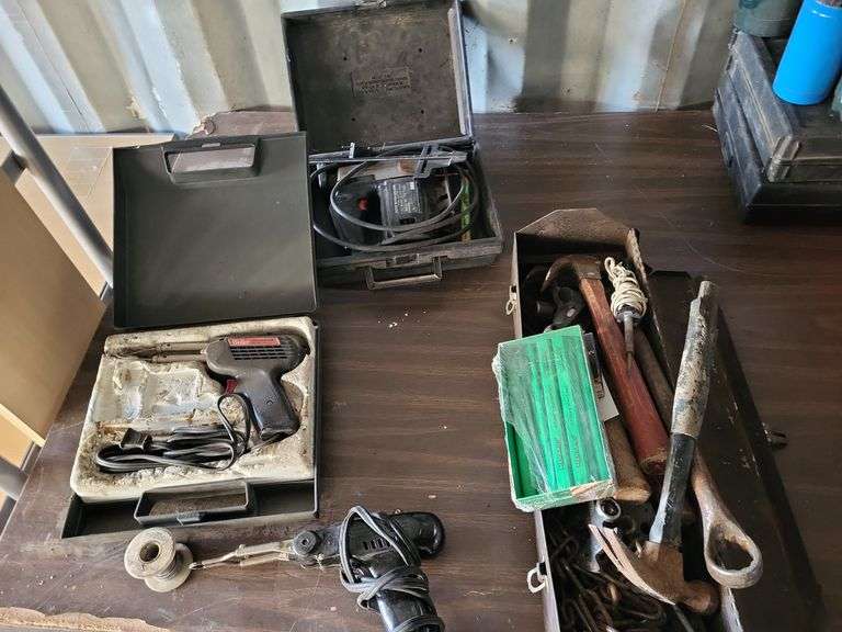 Solder guns, tools/ tool box, jigsaw