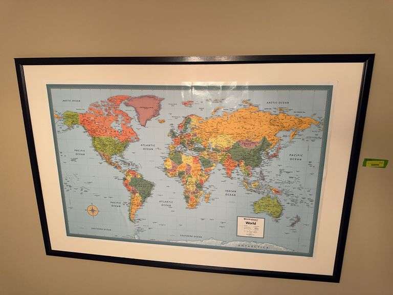 40x59 frame with 32x49 Rand McNally world map image