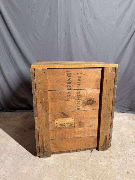 22x22 wooden crate marked DeLaval Separator Co on top and Hummingbird on side Still has paper label on side image