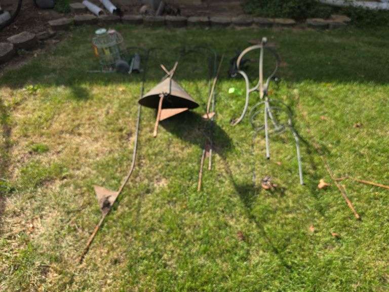 Shepards hooks, bird feeders, lawn decor image