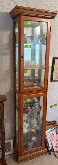 11D x 18L x 72H lighted double door curio cabinet with glass sides and shelves NO CONTENTS image