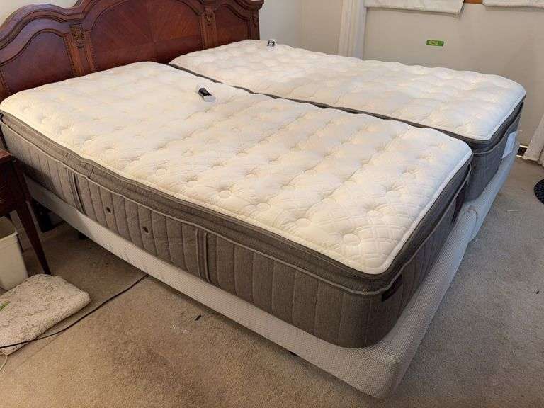 Stearns & Foster twin size mattress on Legget & Platt electric boxspring with adjustable headboard/footboard and massaging head/foot image