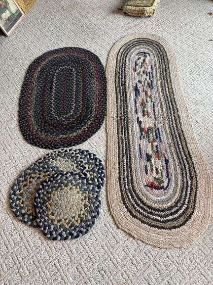 Two woven rugs and 4 chair pads image