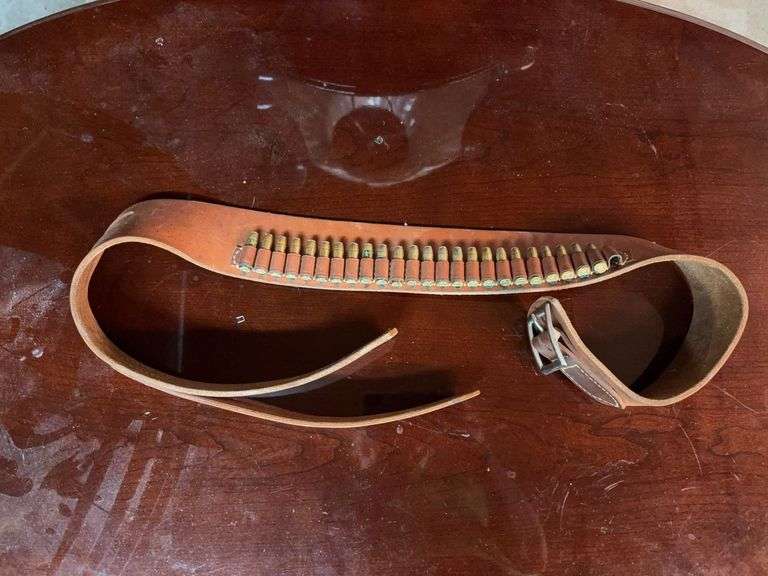 Leather gun belt w 38 special rounds image