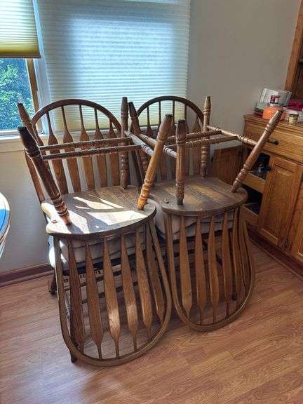Six oak dining chairs image