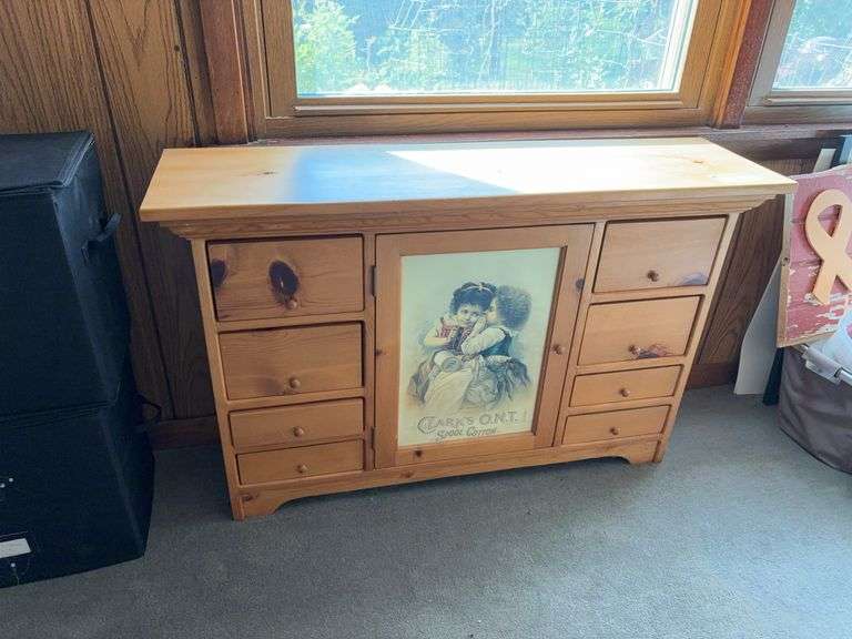 Small modern pine cabinet 11D x 38L x 25H image