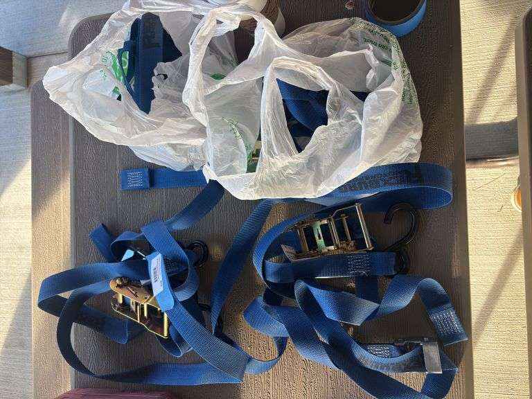 Four heavy duty ratchet straps