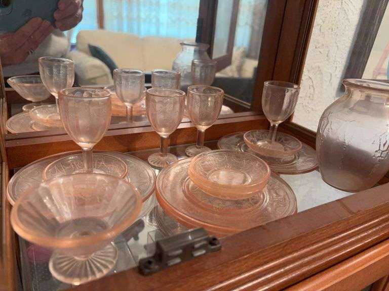 Pink depression glass miniatures image