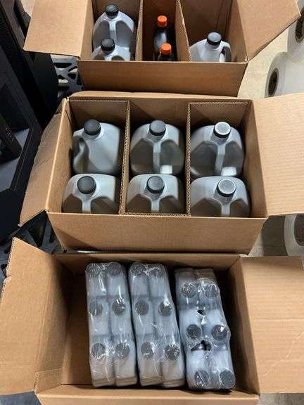 Kinetix bar oil 9ea 1 gallon containers. Stihl two-cycle engine oil, 18 containers makes 5 gallons. image