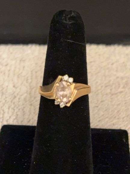 10kt Diamond accent, pink stone image