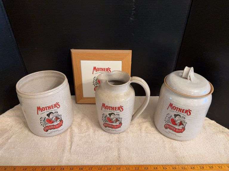 Mothers Crushed Oats tile, pitcher, utensil holder and canister image
