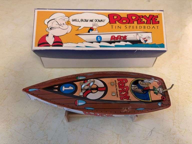 Popeye tin wind up speedboat image