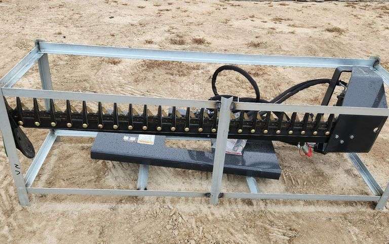 Skid Steer Sickle Bar Mower	WOLVERINE		SBM-12-72W	 Skid Steer Sickle Bar Mower Cutting Capacity：2"" Material Cutter Length：72"" Weight：286 lbs. Number of Teeth：25 Flow Range：16-20 GPM Drive System：Gerotor Motor w/Pitman drive Tooth Style：Top Serrated 2"" Segment Aquatic Approved：Yes Max Pressure：3500 PSI, MOUNT VERNON image
