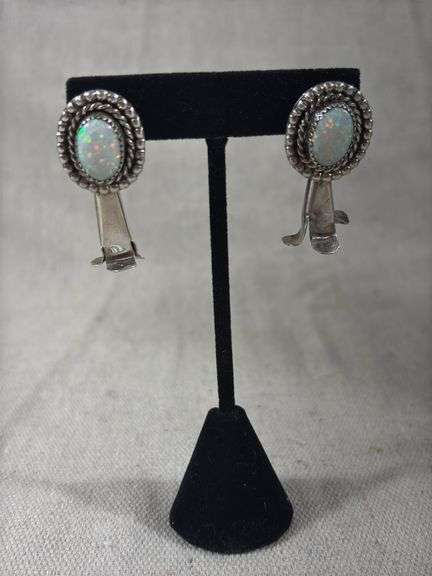 Unmarked, Opal blossom post earrings 12 g total weight image