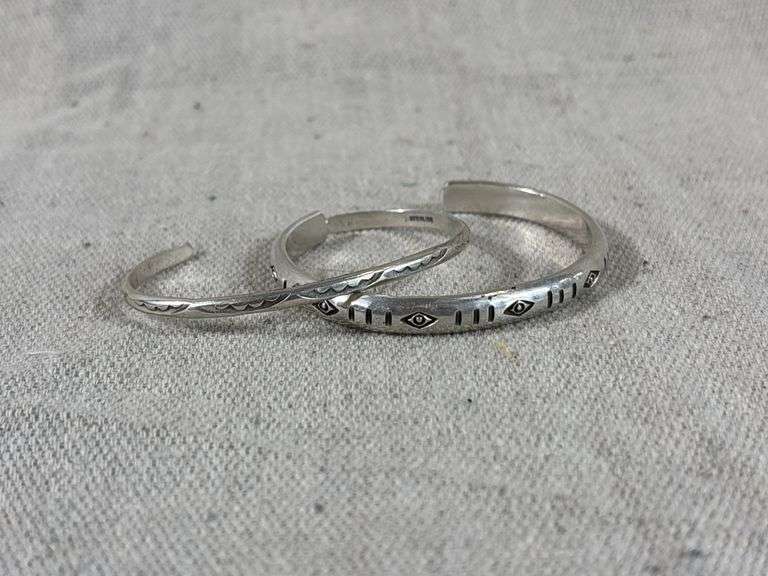 Two stamped sterling cuffs - 33 total grams image