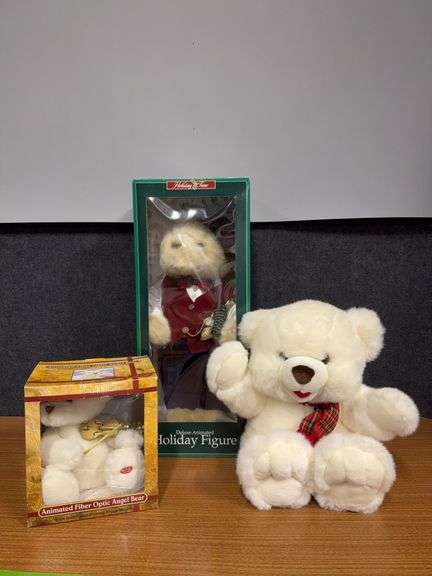 Animated fiber optic angel bear, deluxe animated bear and stuffed bear image