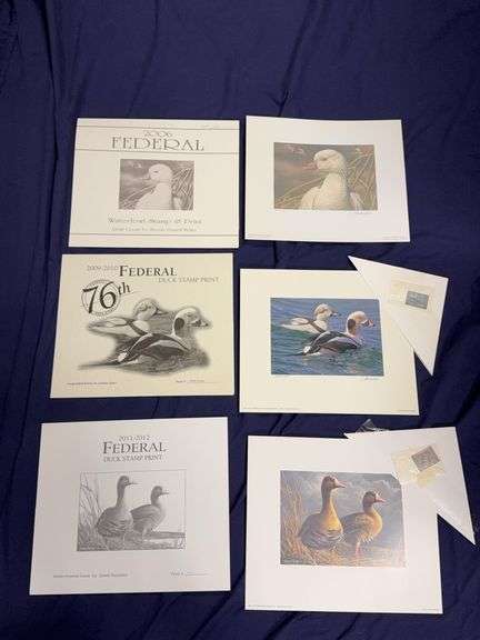 Three S/N Federal Duck Stamp Prints and Stamps 06, 09/10 and 11/12 No stamp for 2006 image