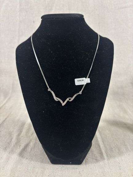 Sterling and 1/4 carat diamond necklace 6 g total weight image