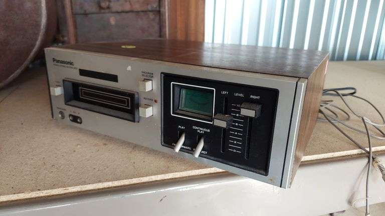 Electronics includes VHS, DVD, Blu-ray, cassette players, CD, 8-track, subwoofer, speakers, radio tuner, printer image