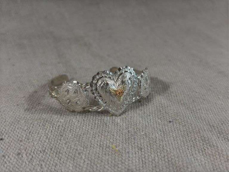 Sterling and Rose gold heart and concho cuff 22 g image