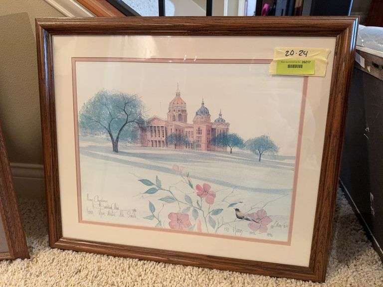 Framed "Iowa You Make Me Smile" by P Buckley Moss Print Iowa State Capital S/N and personalized 458/1500 image