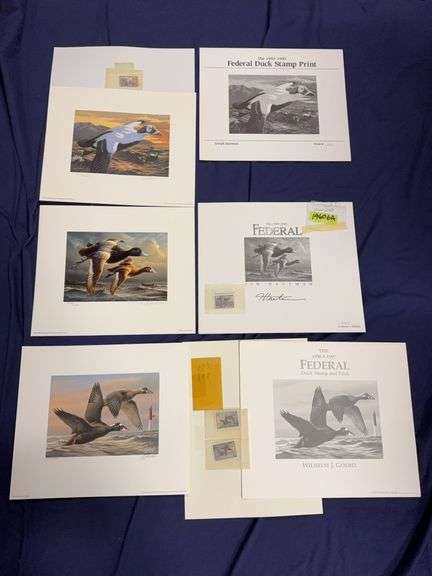 Three S/N Federal Duck Stamp Prints and Stamps 92/93, 96/97 and 99/00 image