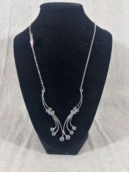 Aquamarine and Sterling silver necklace 12.5 g total weight image