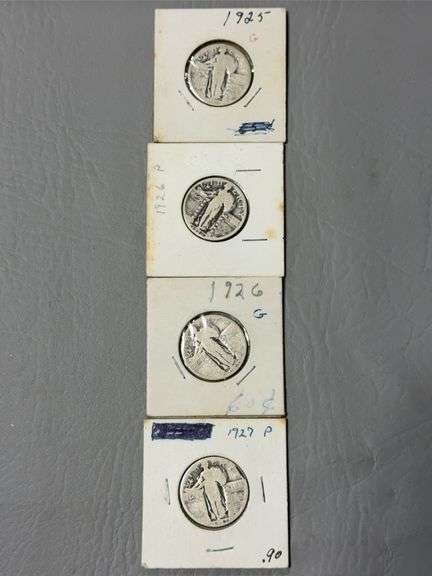 Four Standing Liberty quarters-(1) 1925, (2) 1926, (1) 1927 image