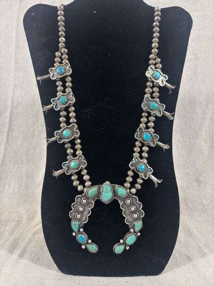 Unmarked, vintage, handmade squash blossom 127 g total weight 3" x 3” naja image